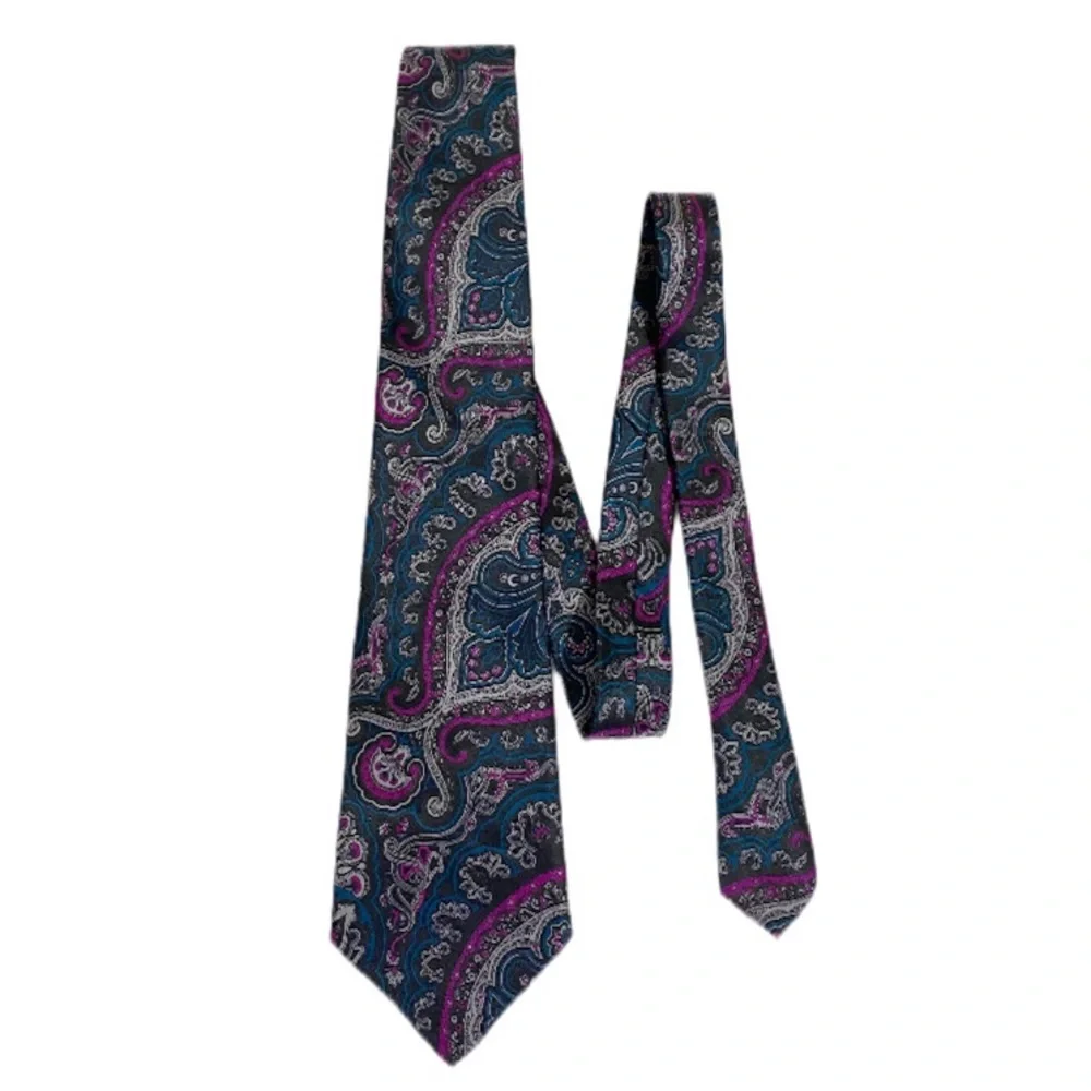 Stafford 100% Silk Black Purple Blue Patterned Tie